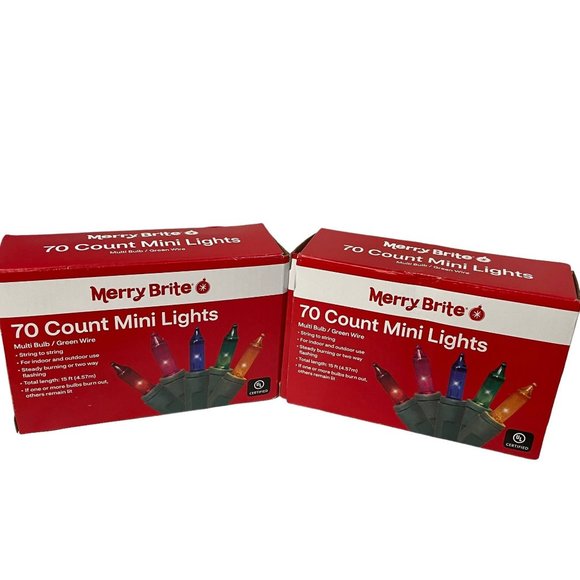 Merry Brite 200 Count Christmas Mini Lights Multi Bulb Green Wire - Picture 5 of 16